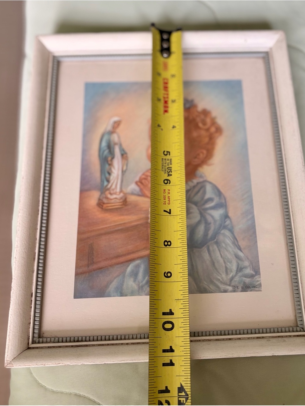Vintage Wood Framed Blue Nursery Prayer Wall Art Print Classic Child Portrait - Picture 5 of 7